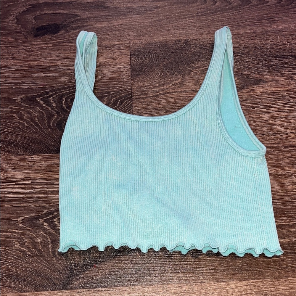 Mint Green Ribbed Crop Top
